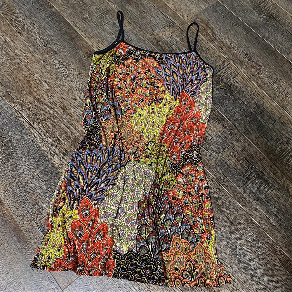 Dream Dance Tank Style Sequins Dress Womens Size Medium Sleeveless Exotic Print